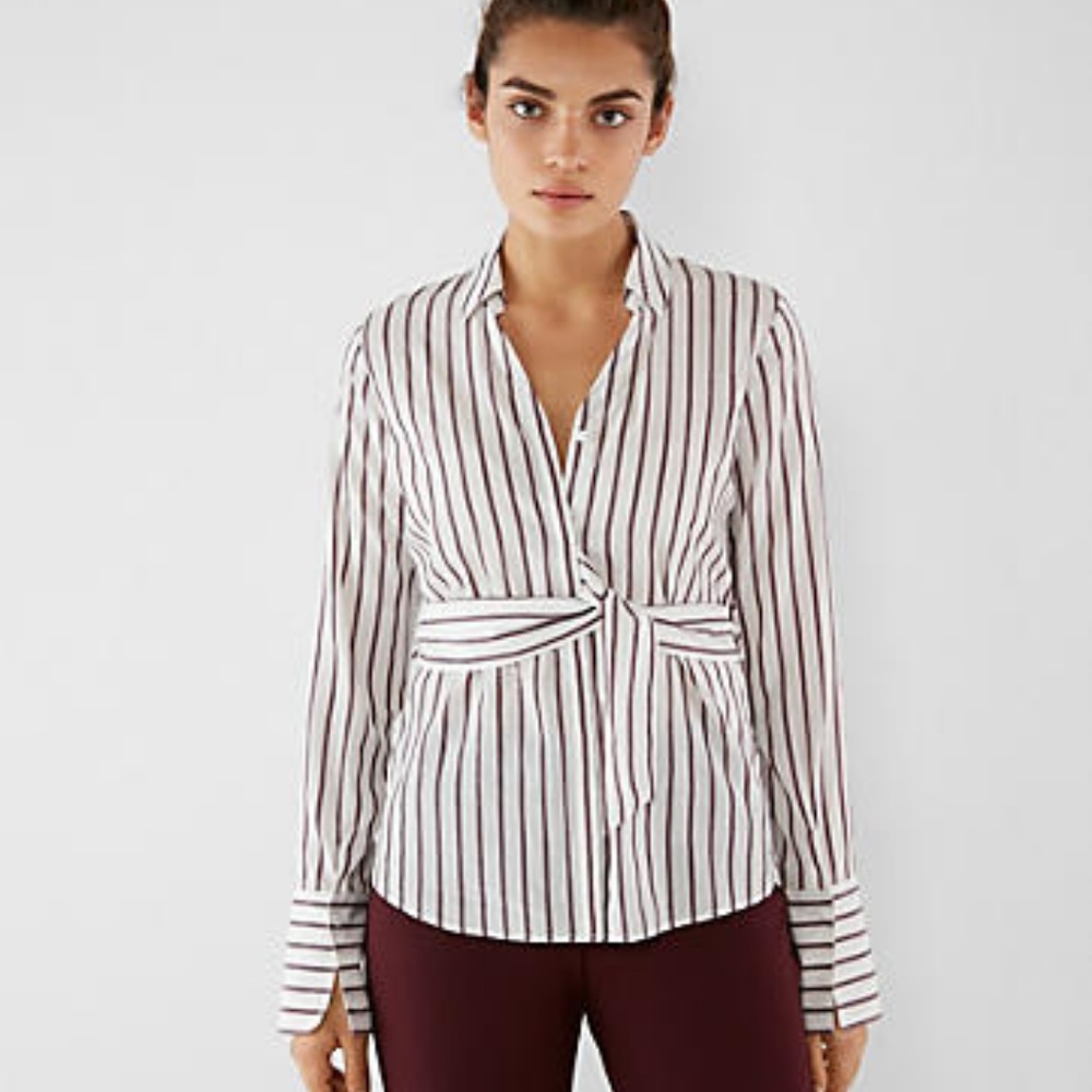 Express striped belted shirt